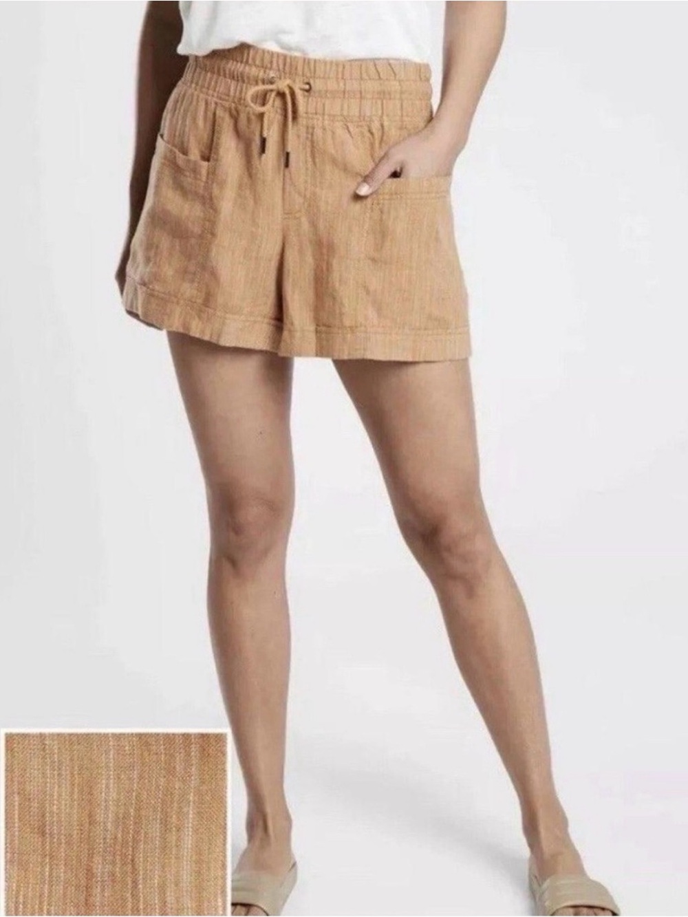 Athleta Cabo Linen Textures 4 inch Shorts